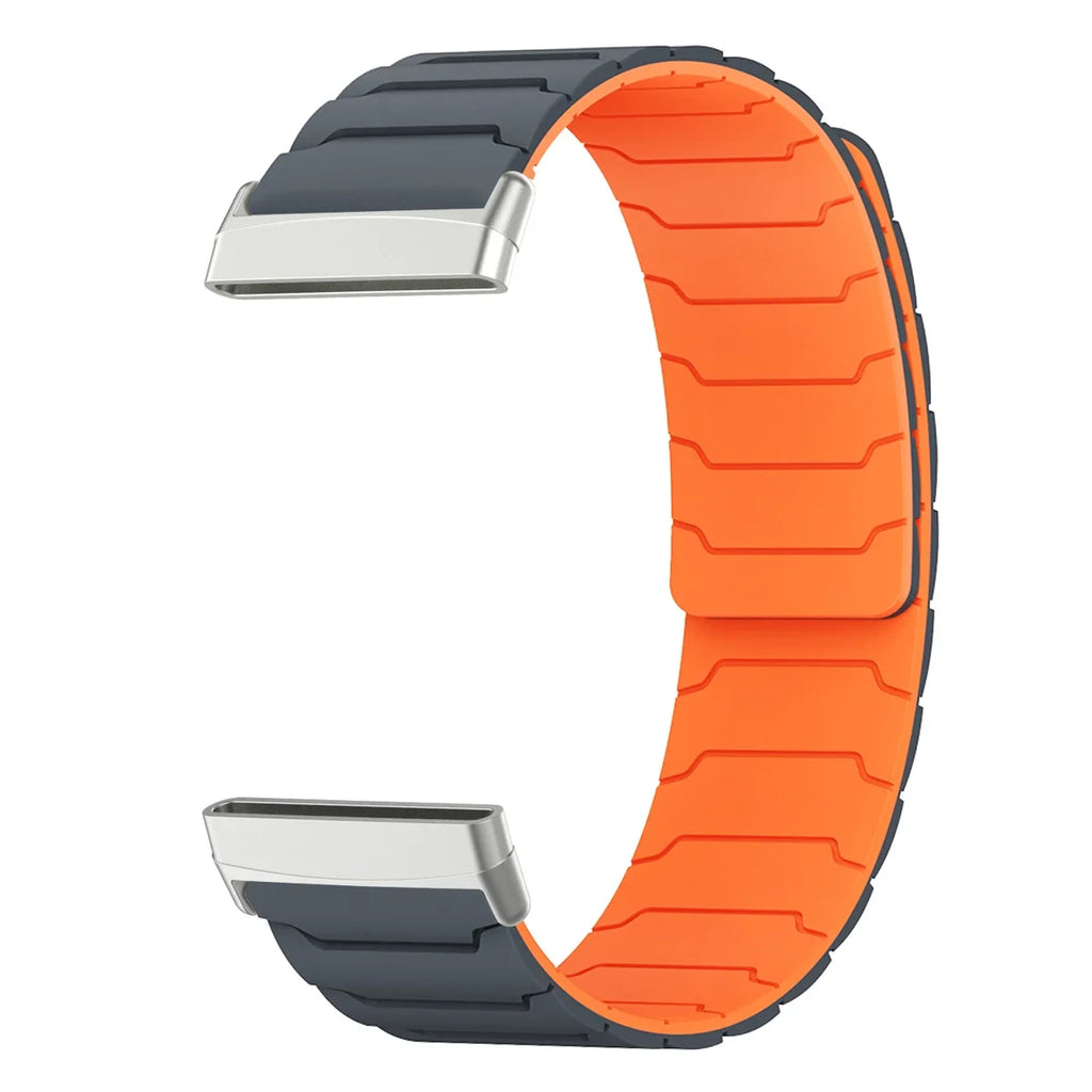 Magnetic watch band for Fitbit Versa 3, Versa 4, Sense 1 and Sense 2 black and orange
