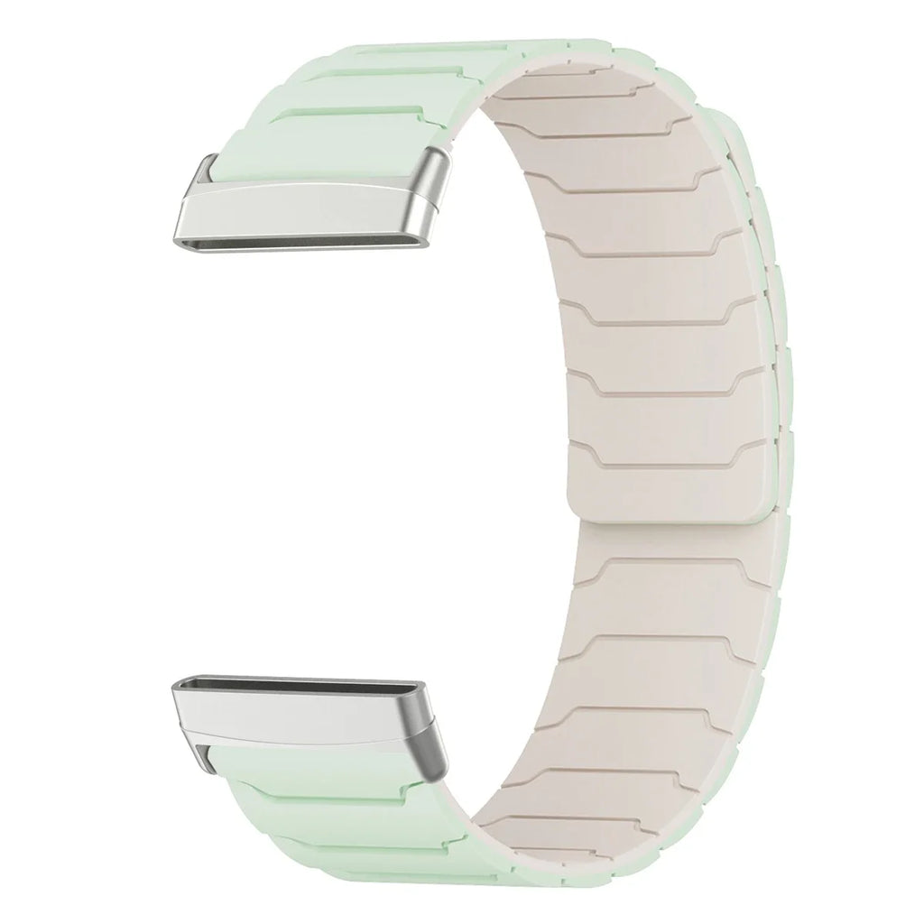 Magnetic watch band for Fitbit Versa 3, Versa 4, Sense 1 and Sense 2 green and white