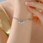 Adjustable angel wings bracelet silver