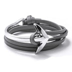 Wide adjustable anchor bracelet in silver and gray