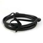 Wide adjustable anchor bracelet in black