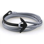 Wide adjustable anchor bracelet in black and gray