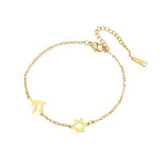 Adjustable bracelet with the Star of David and Chai symbols of Jewish belonging gold