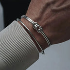 Adjustable knot bracelet for men in silver