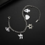 Adjustable bracelet with silver Jewish protection pendants