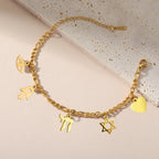Adjustable bracelet with gold Jewish protection pendants