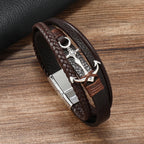 Wide brown anchor bracelet