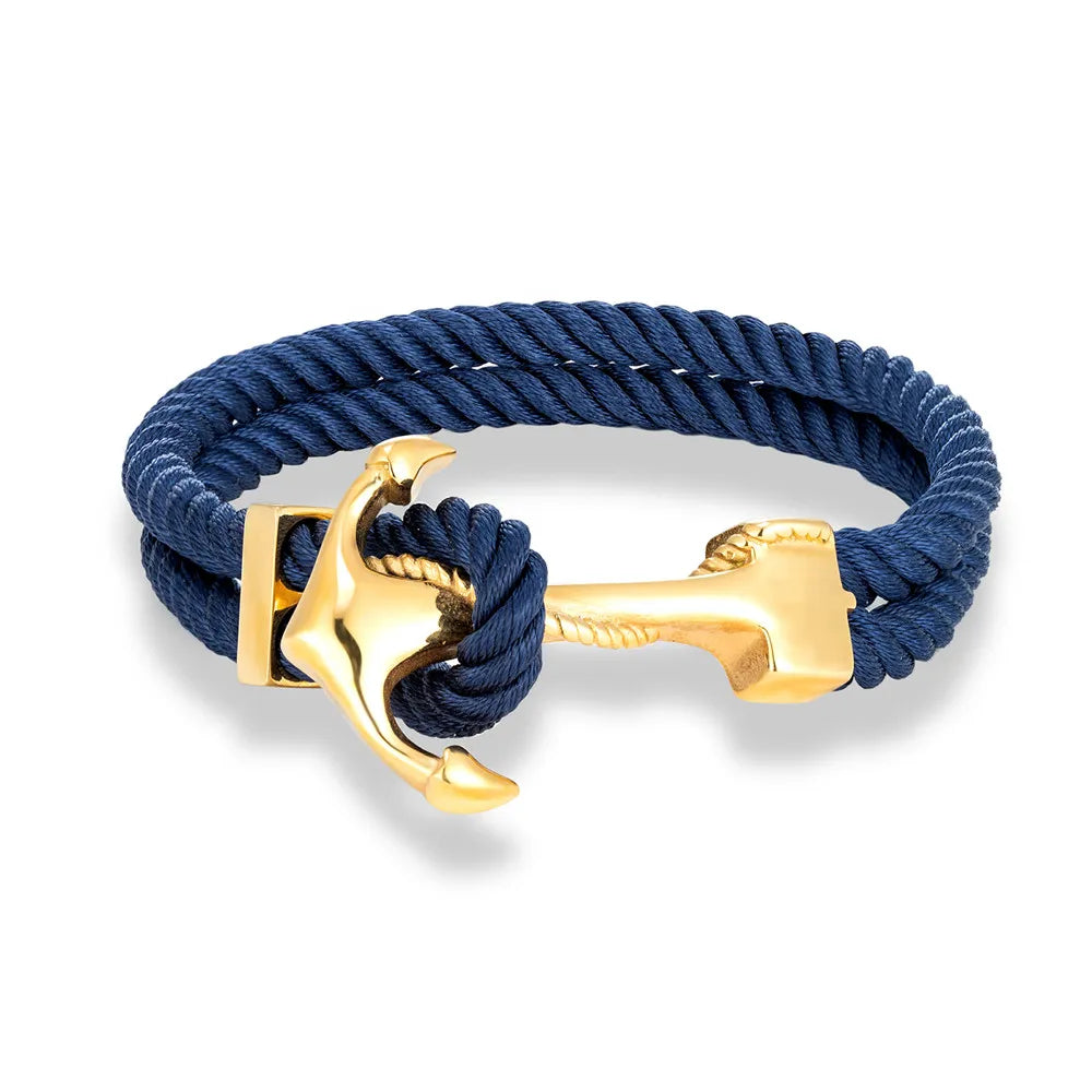 Men's dark blue anchor bracelet