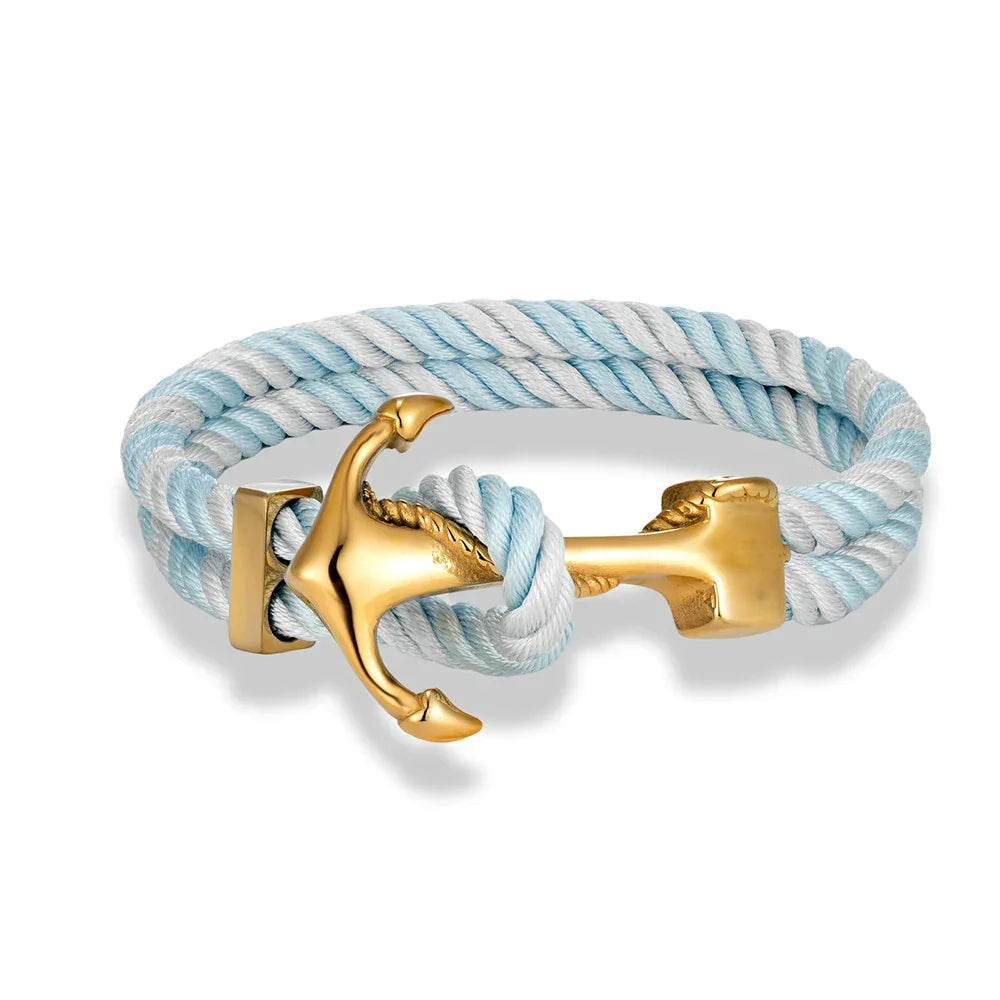 Men's blue and gray anchor bracelet