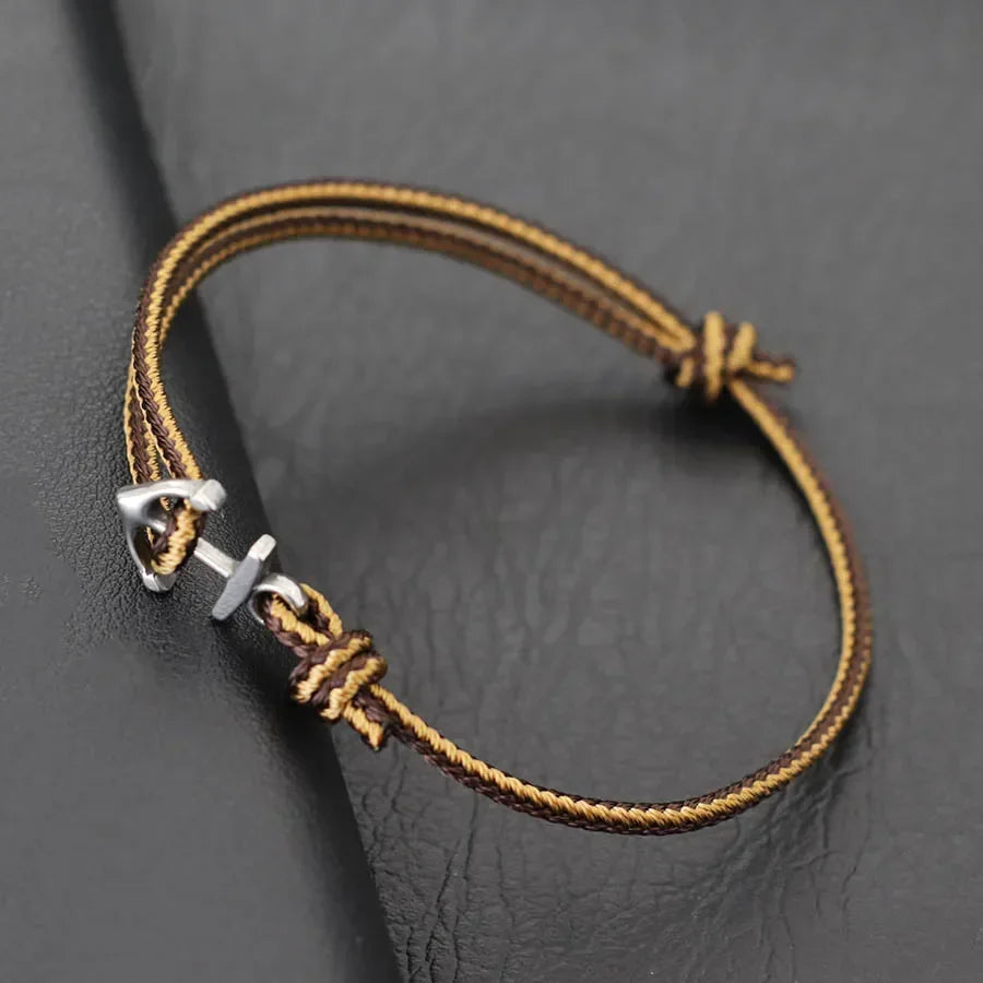 Brown nautical anchor bracelet