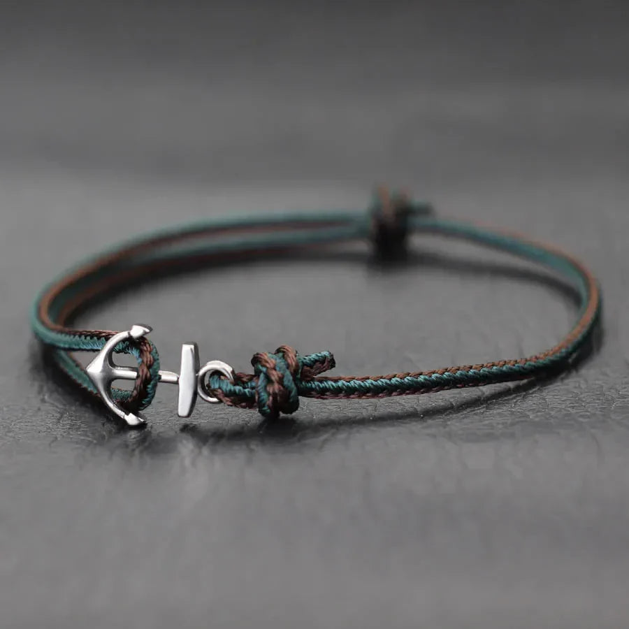 Dark green nautical anchor bracelet