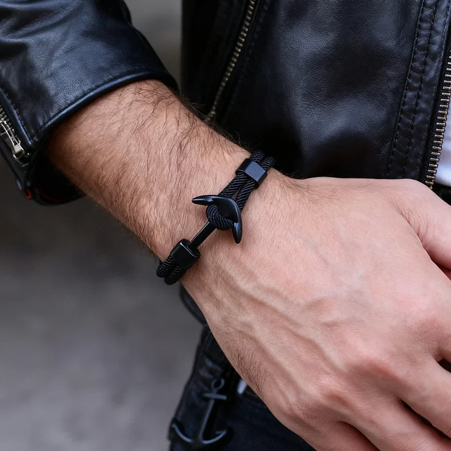 Black anchor bracelet