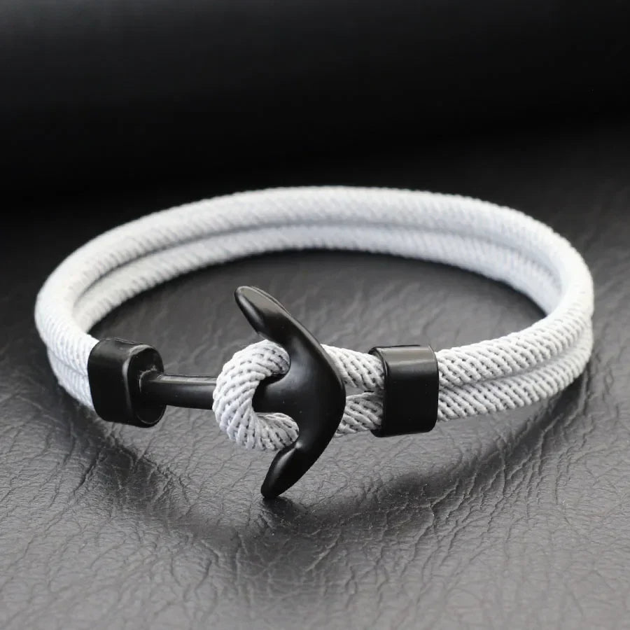 Black and gray anchor bracelet