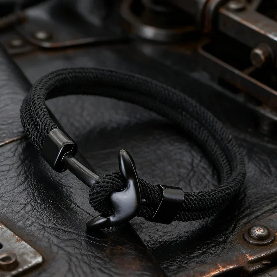 Black and black anchor bracelet