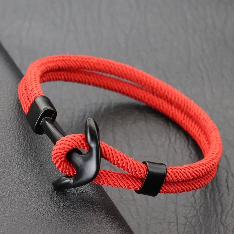 Black and red anchor bracelet