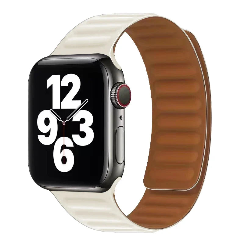 Apple Watch Band with Beige Magnetic Clasp