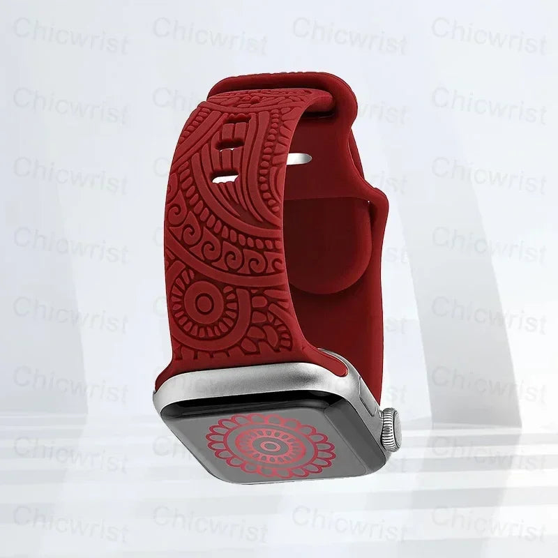 Apple Watch Band with Burgundy Patterns