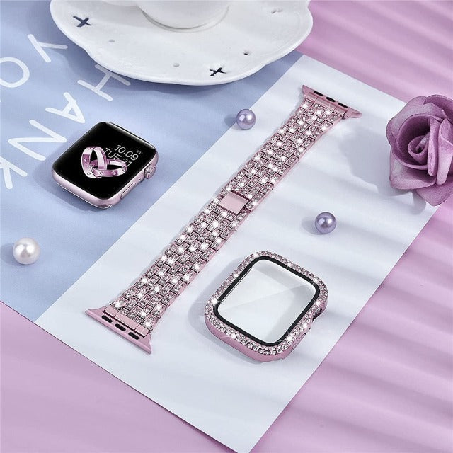 Apple Watch Band with Pink Diamond Case