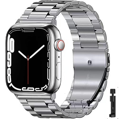 Silver Ultra Durable Steel Apple Watch Band + Tool