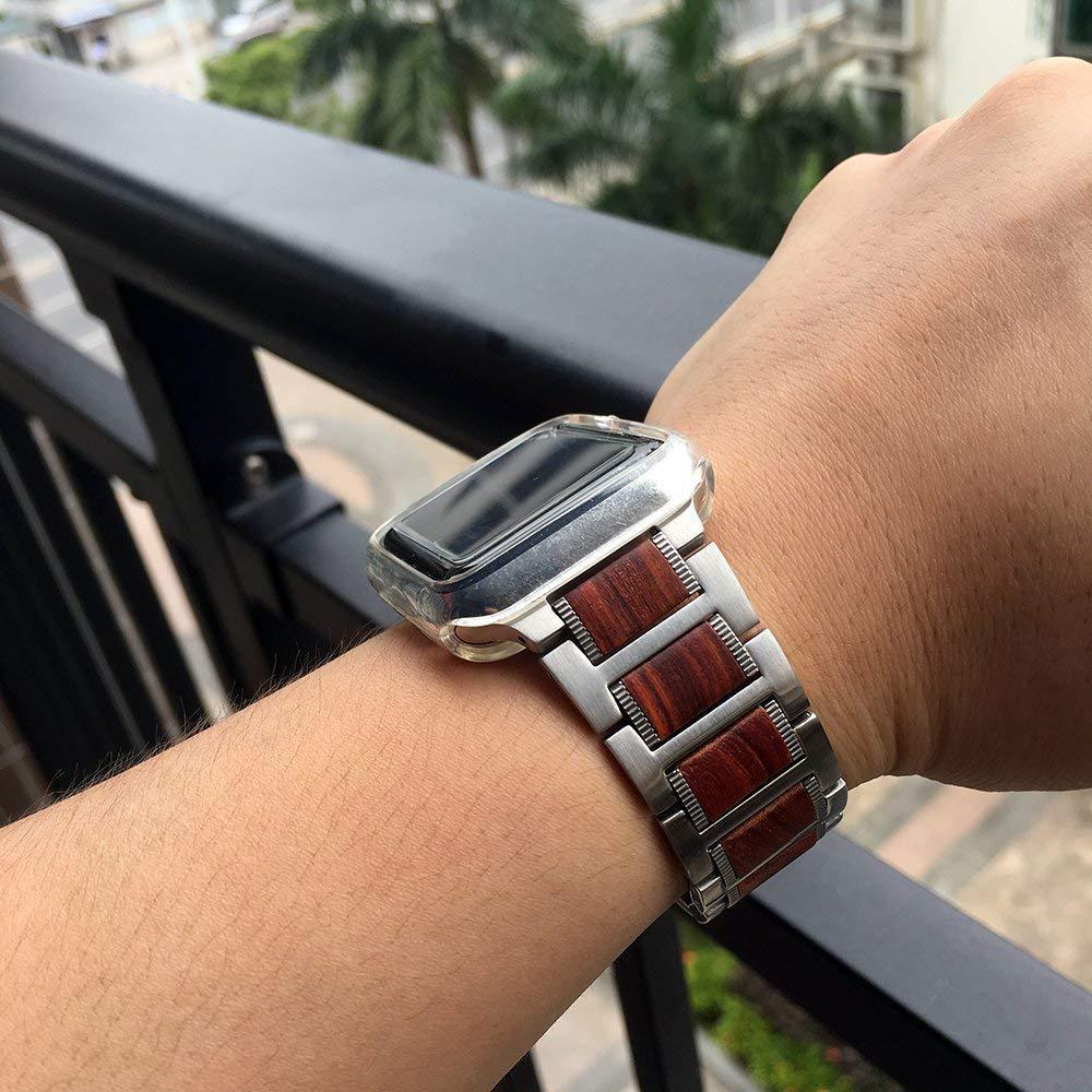 Apple Watch Wooden Bracelet silver and brown
