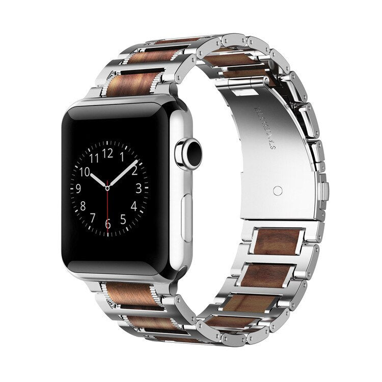 Apple Watch Wooden Bracelet silver and brown