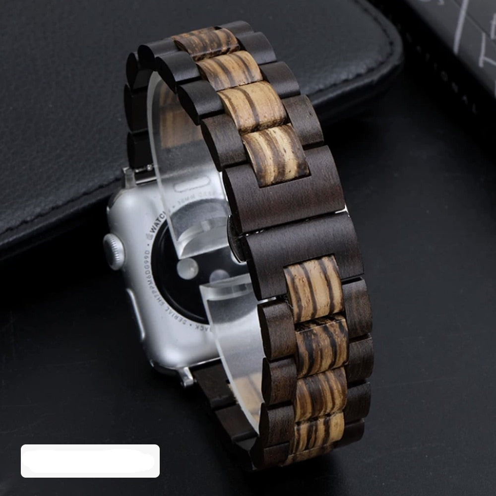 Apple Watch Wooden Bracelet light brown and black