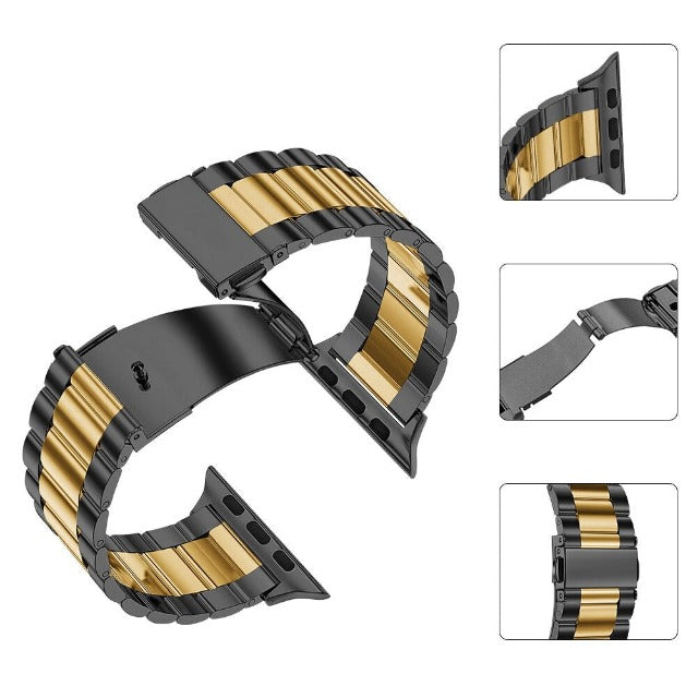 Apple Watch Band in Black and Gold Metal