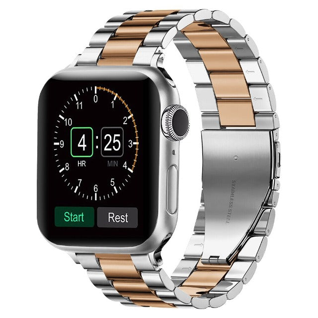 Apple Watch Band in Silver and Rose Gold Metal