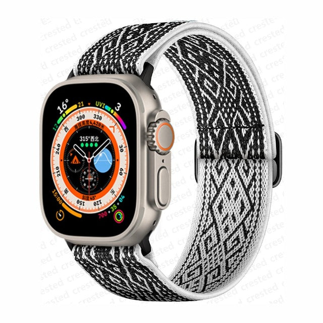 Apple Watch Woven Nylon Strap white and black
