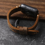 Apple Watch Men's Thick Genuine Black Leather Strap