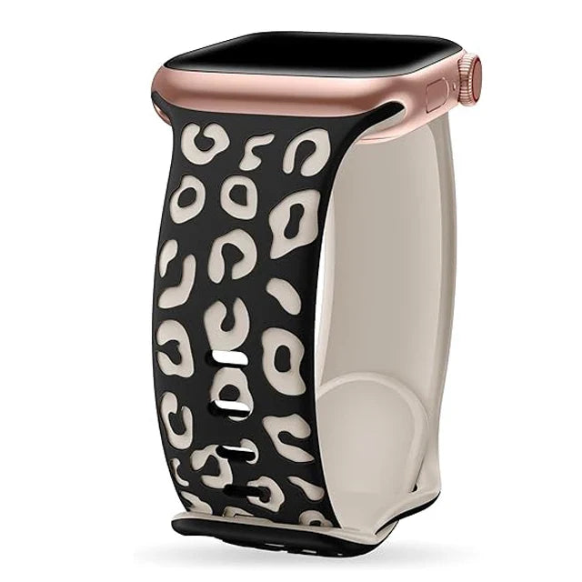 Apple Watch Beige Black Leopard Strap
