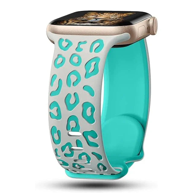 Apple Watch Sky Blue Cyan Leopard Strap