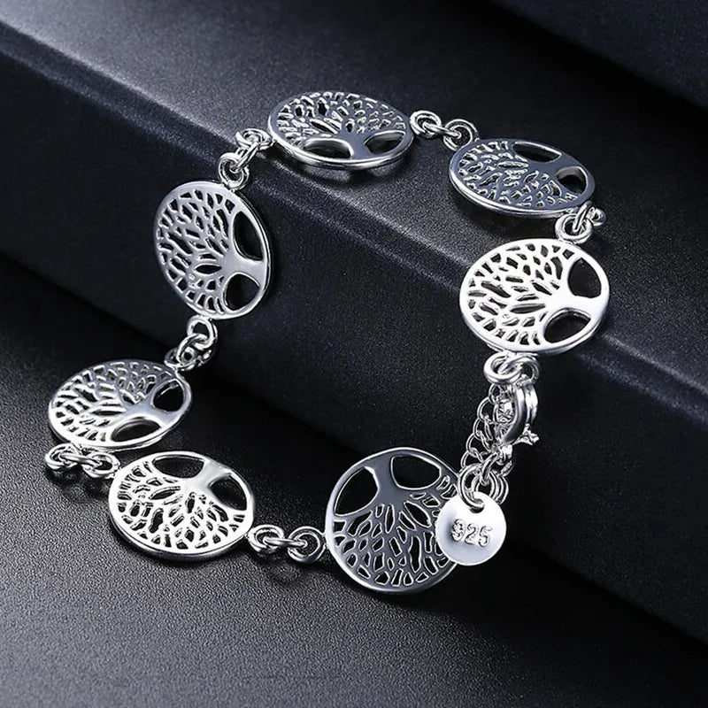 Women's Silver Life Tree Bracelet ID Bracelet