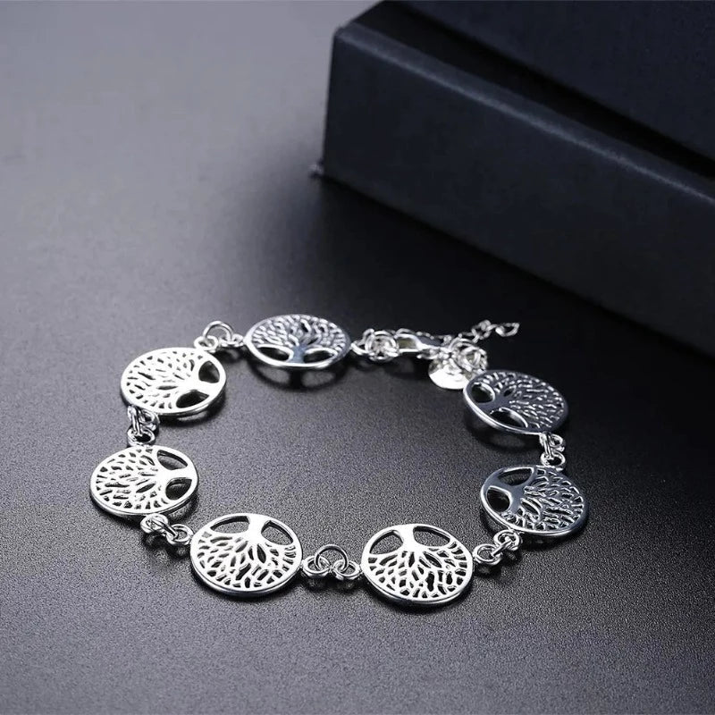 Women's Silver Life Tree Bracelet ID Bracelet