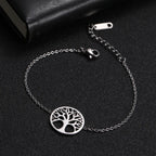 Tree of Life Fine Silver Chain Bracelet for Women