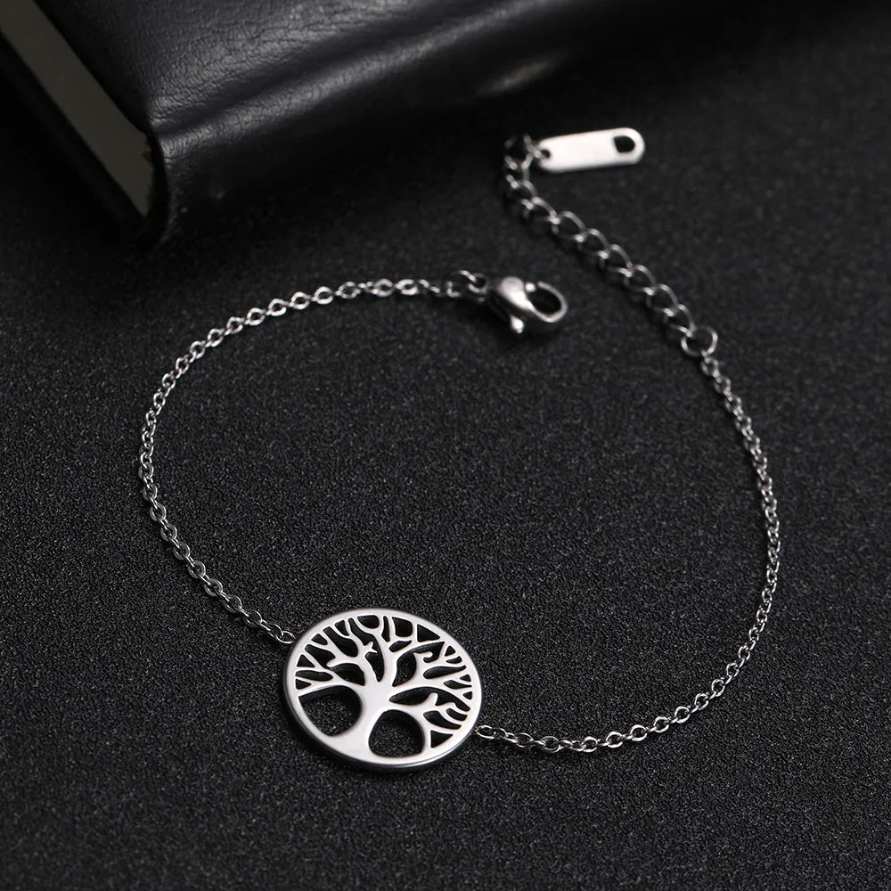 Tree of Life Fine Silver Chain Bracelet for Women