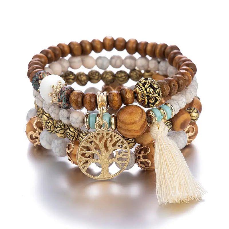 Life Tree Bracelet Women's ID Bracelet White Beads