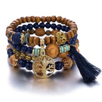 Life Tree Bracelet Women's ID Bracelet Blue Beads