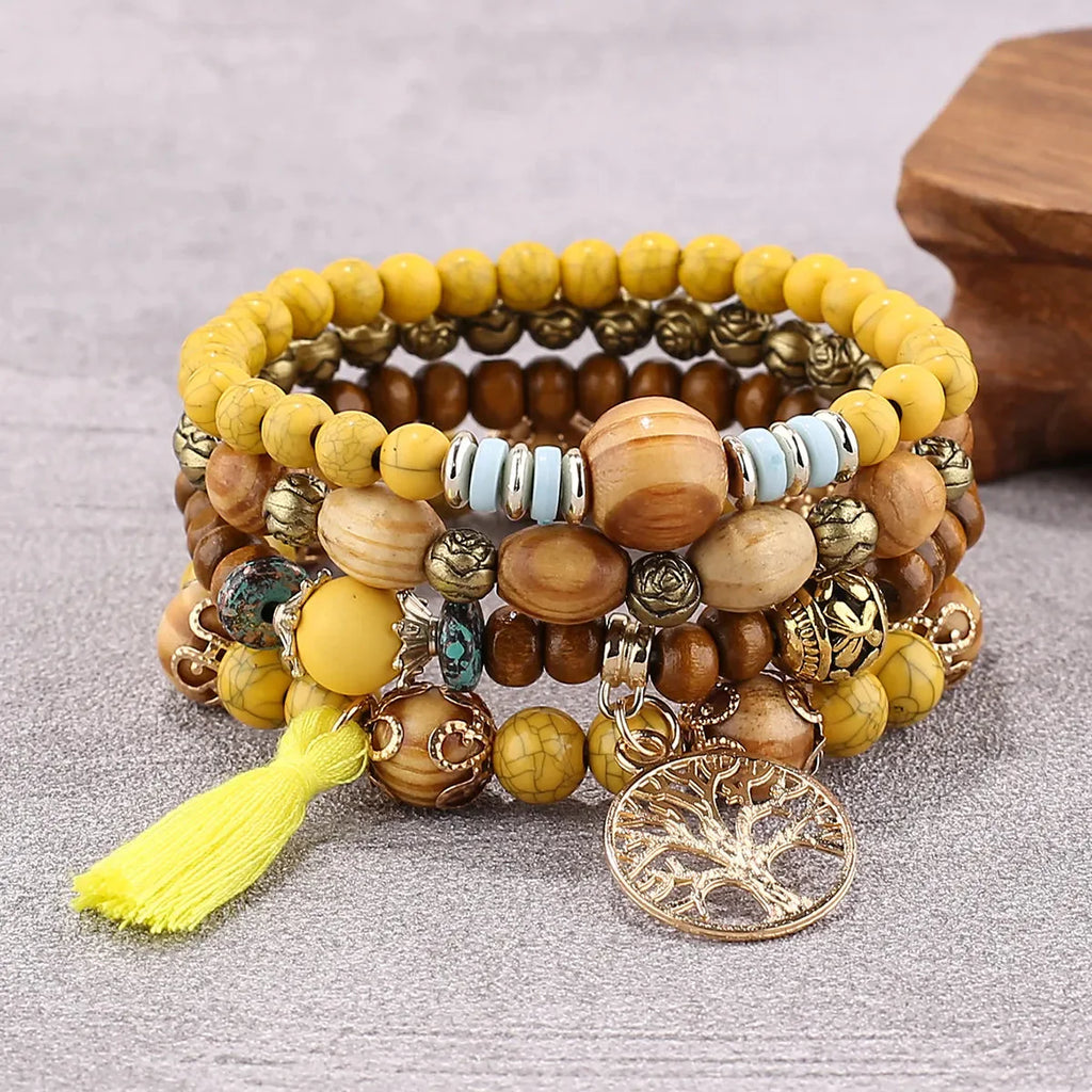 Life Tree Bracelet Women's ID Bracelet Yellow Beads