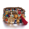 Life Tree Bracelet Women's ID Bracelet Red Beads