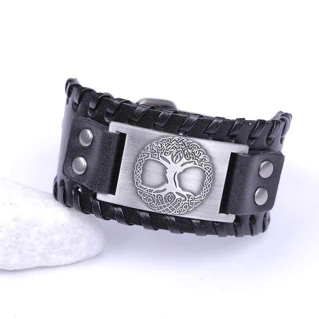 Men's Tree of Life Bracelet black and silver