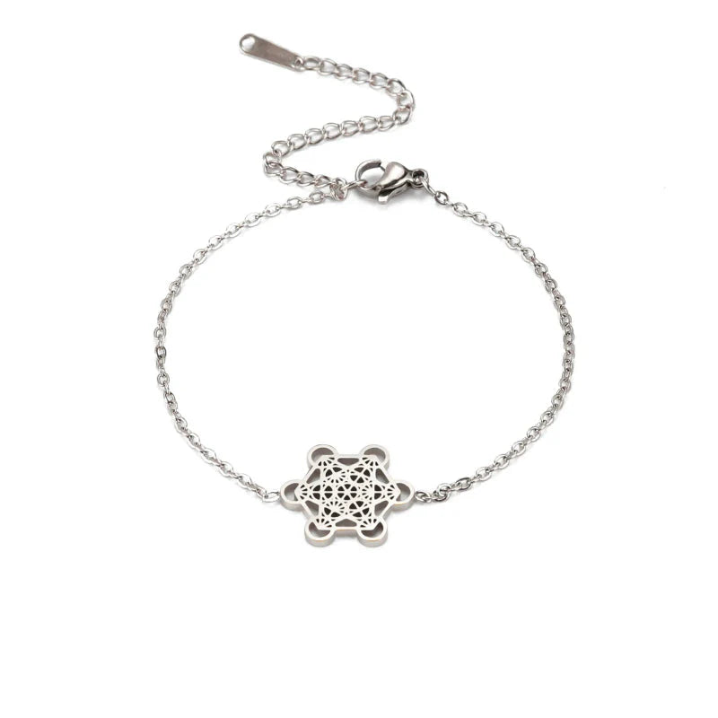Women's Metatron Cube silver bracelet