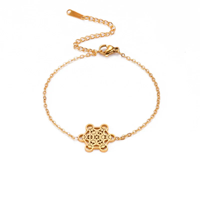 Women's Metatron Cube gold bracelet