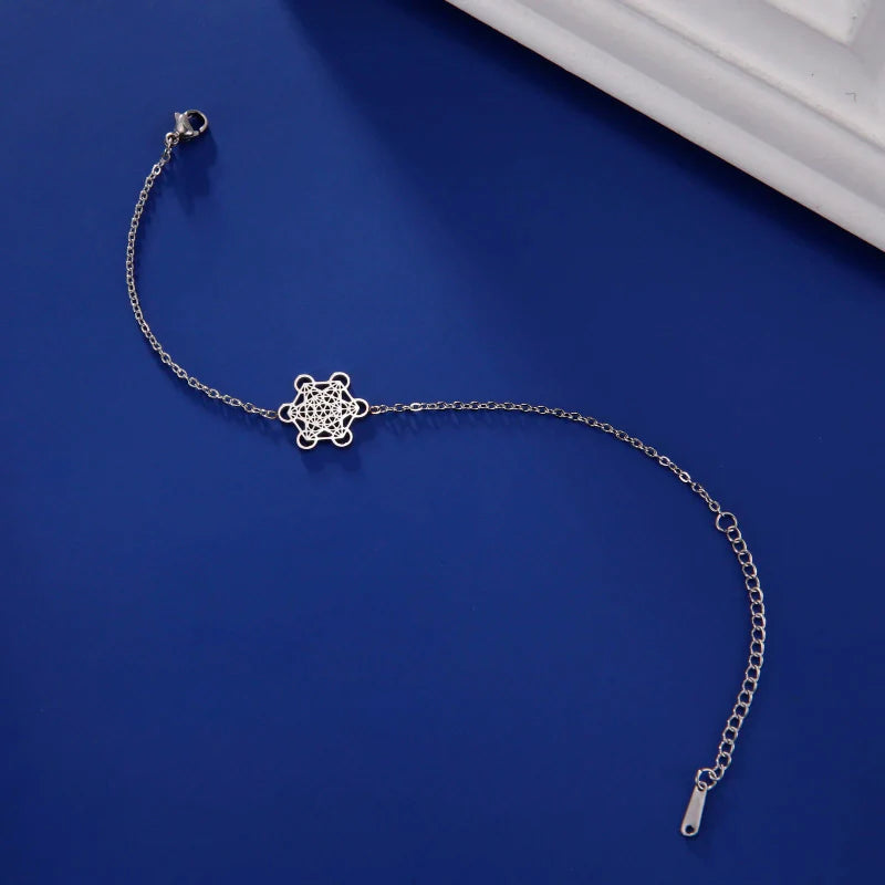 Women's Metatron Cube silver bracelet