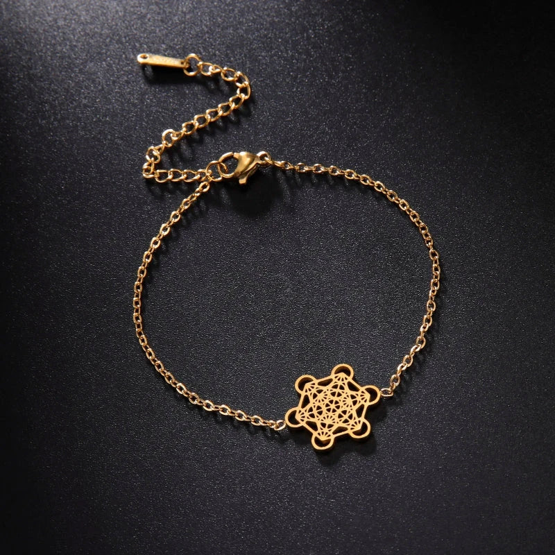 Women's Metatron Cube gold bracelet