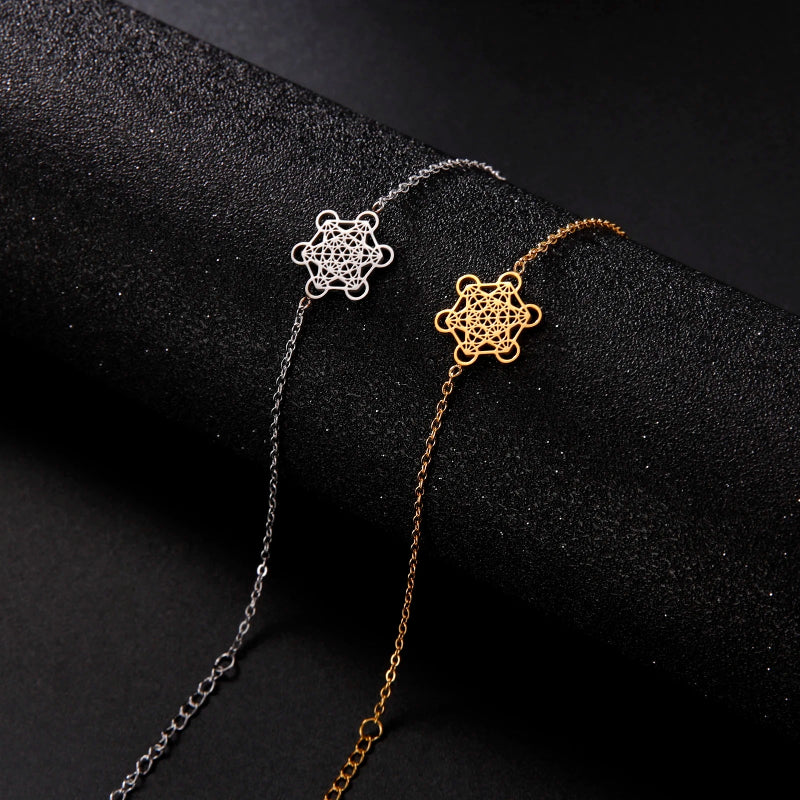 Women's Metatron Cube silver bracelet