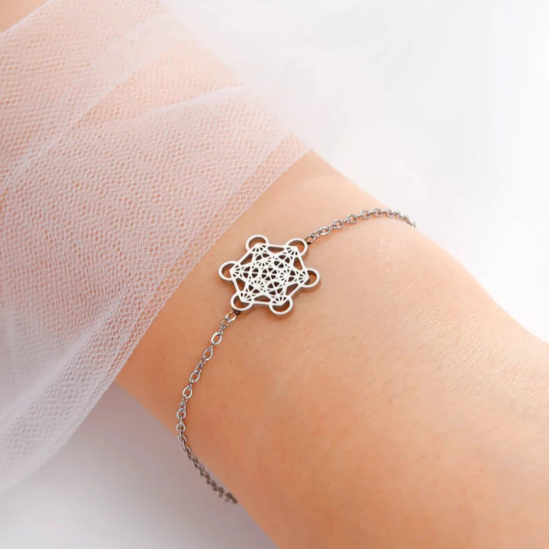 Women's Metatron Cube silver bracelet