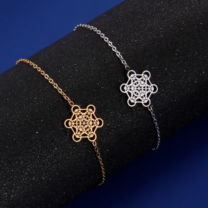 Women's Metatron Cube gold bracelet