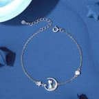 Bracelet with Cat Moonstone and Zircon