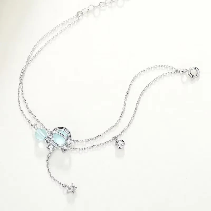 Bracelet with Moonstone Crystal and Zircon Stars